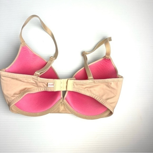 Victorias Secret Pink Wear Everywhere Push Up Bra Tan Womens size 32DD - Picture 4 of 7